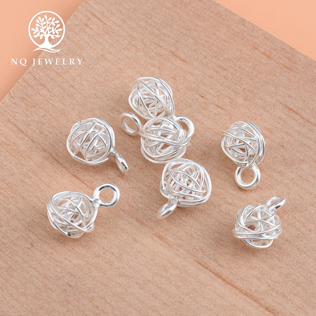 Charm bạc quả cầu mây treo - NQ Jewelry