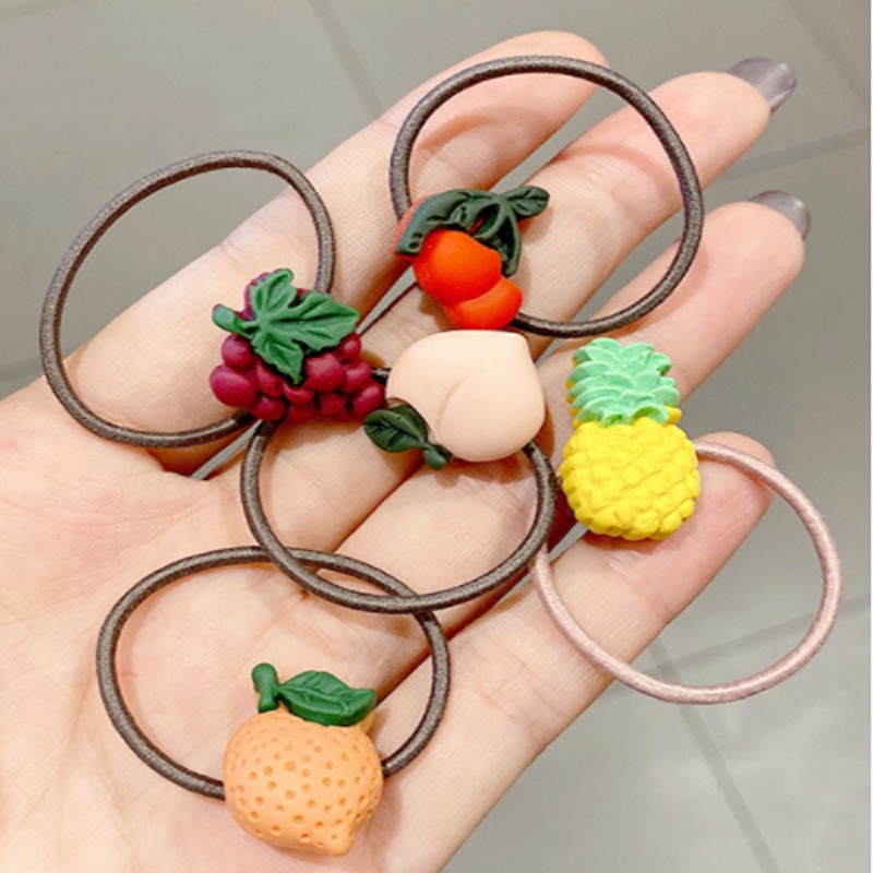 Set 10 dây buộc tóc co giãn họa tiết hoạt hình nhiều màu sắc dễ thương thời trang cho bé gái