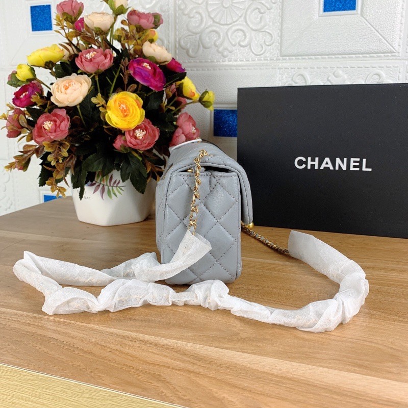 Túi xách Chanel quả dâu màu ghi size 20cm (có sẵn)