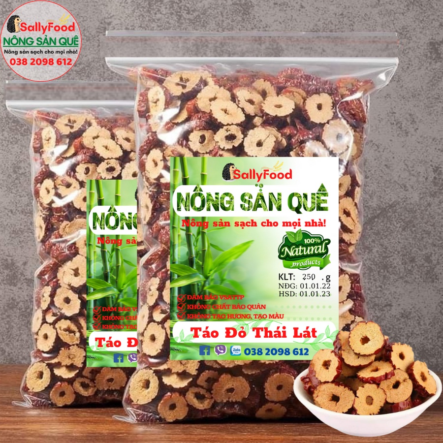250g Táo Đỏ Hữu Cơ SallyFood  Táo Trái Không Hạt / Thái Lát Sấy Táo Tàu Khô Nhập Khẩu Tân Cương Shop Sỉ Lẻ Nông Sản Quê