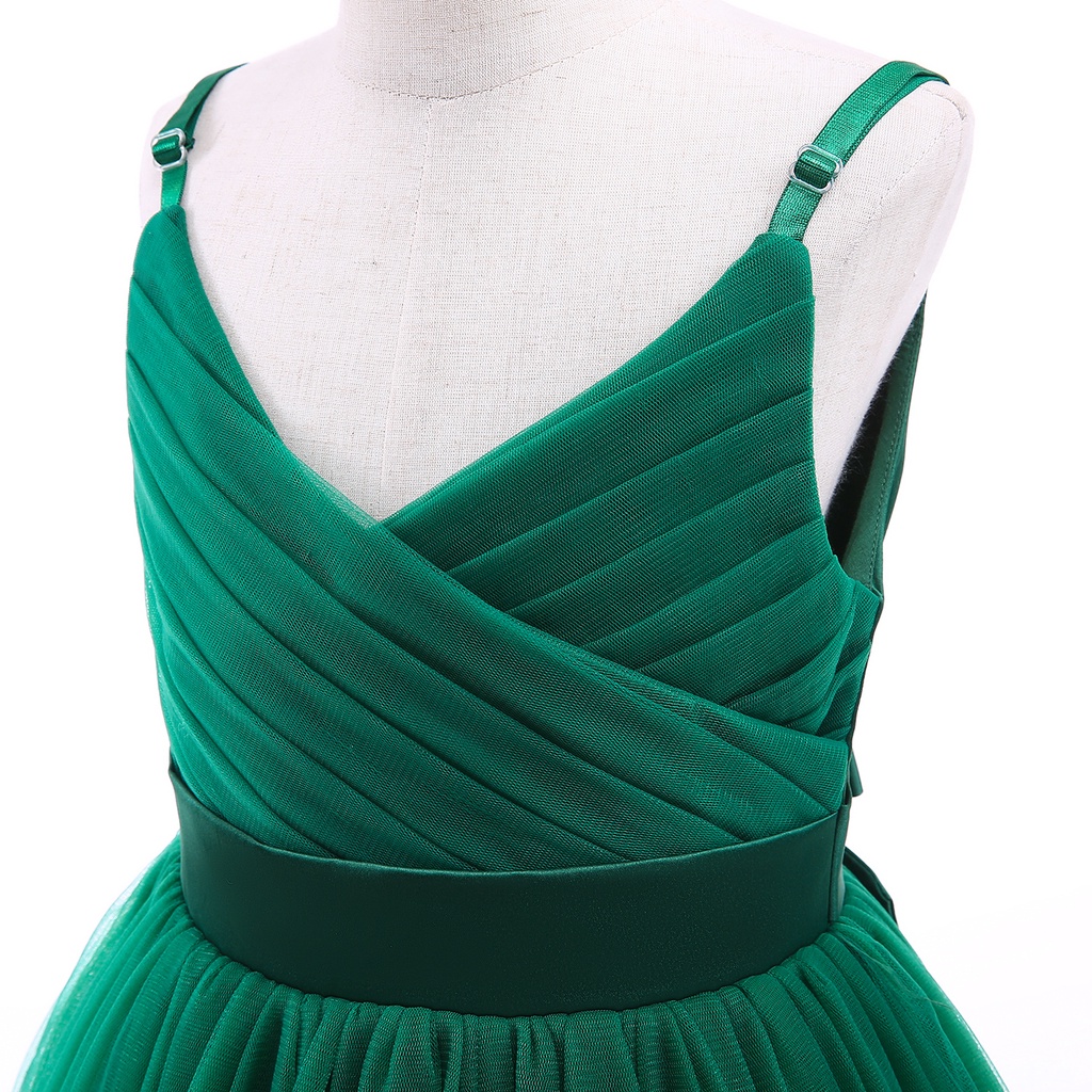 Đầm Công Chúa Dự Tiệc Dáng Dài Vải Tuyn Đính Nơ Xinh Xắn Cho Bé Gái