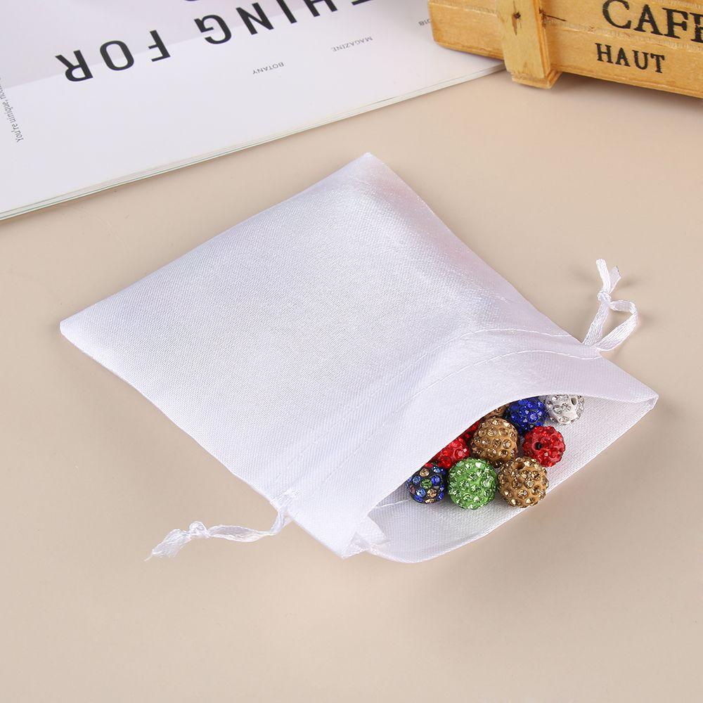 Túi Dây Rút Vải Satin Trắng Đựng Trang Sức / Kẹo Cưới Xinh Xắn