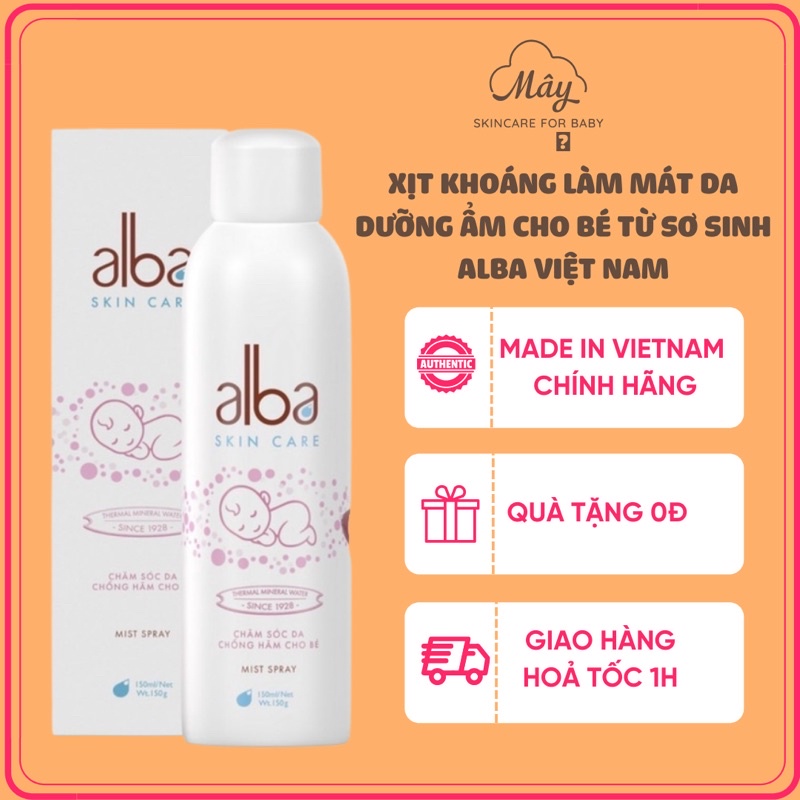 [Chính hãng] Xịt khoáng Alba cho bé từ sơ sinh làm dịu mát da, giảm ngứa, khô da và rôm sảy