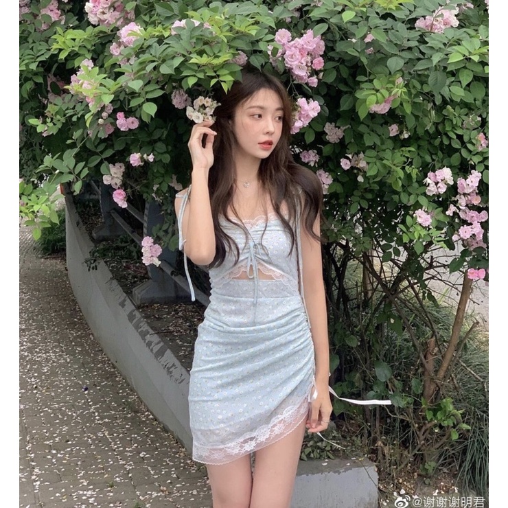 |NAVY DRESS| Đầm xanh nhí cột dây TLÉA