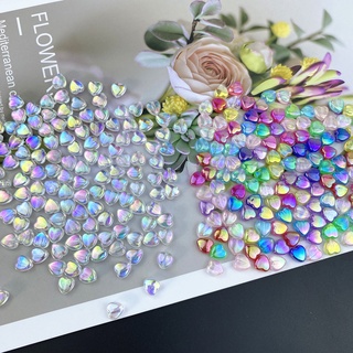 10 hạt charm nhựa hình trái tim ánh hologram làm vòng tay dây chuyền