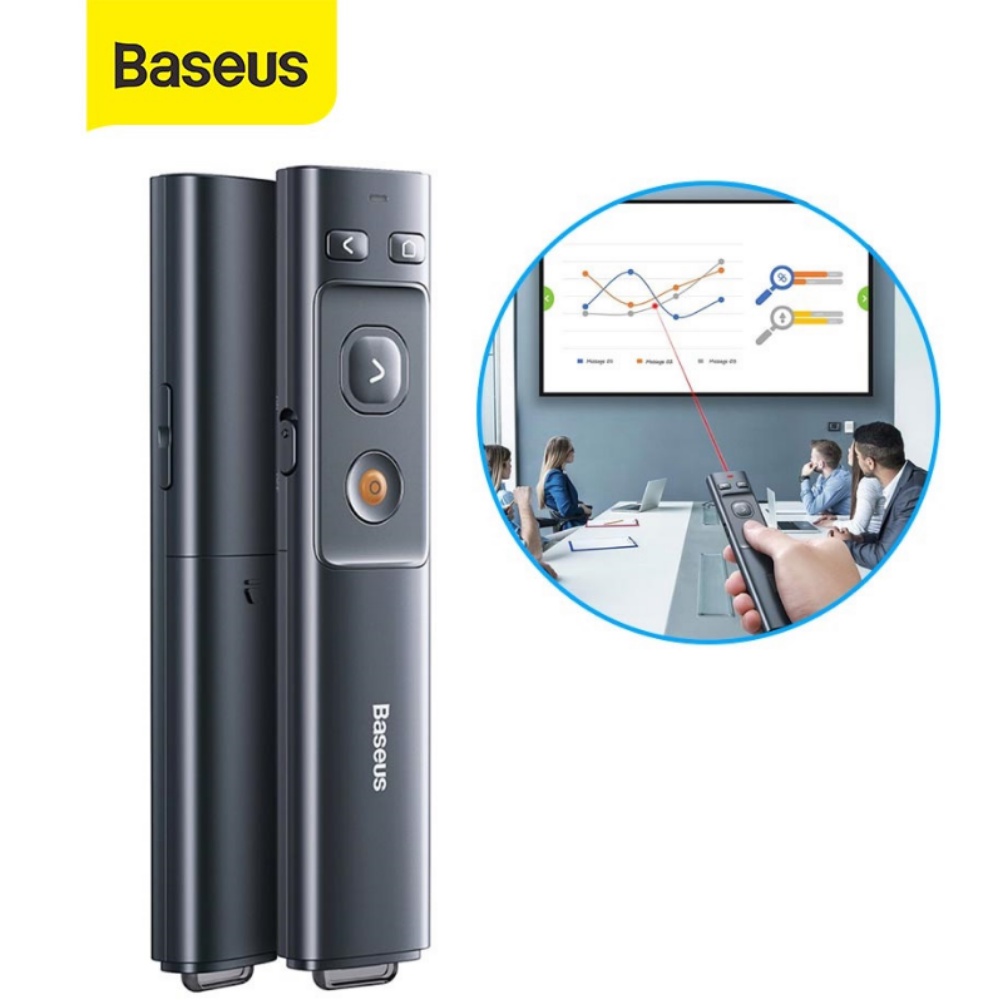 Bút trình chiếu không dây baseus orange dot  Wireless có đèn laser thuyết trình bluetooth