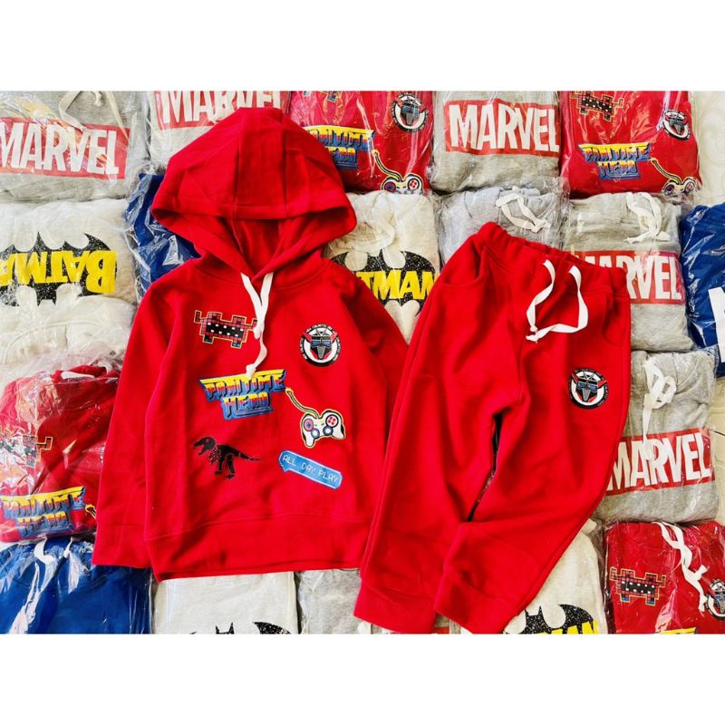 Bộ nỉ da cá HM bé trai xuất dư (có mũ)