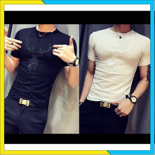 Áo Thun Nam Cổ Tròn 🔔FREESHIP🔔 Áo Phông Nam Tay Ngắn Cổ Tròn Cao Cấp In Hình Hươu MÃ: NA530