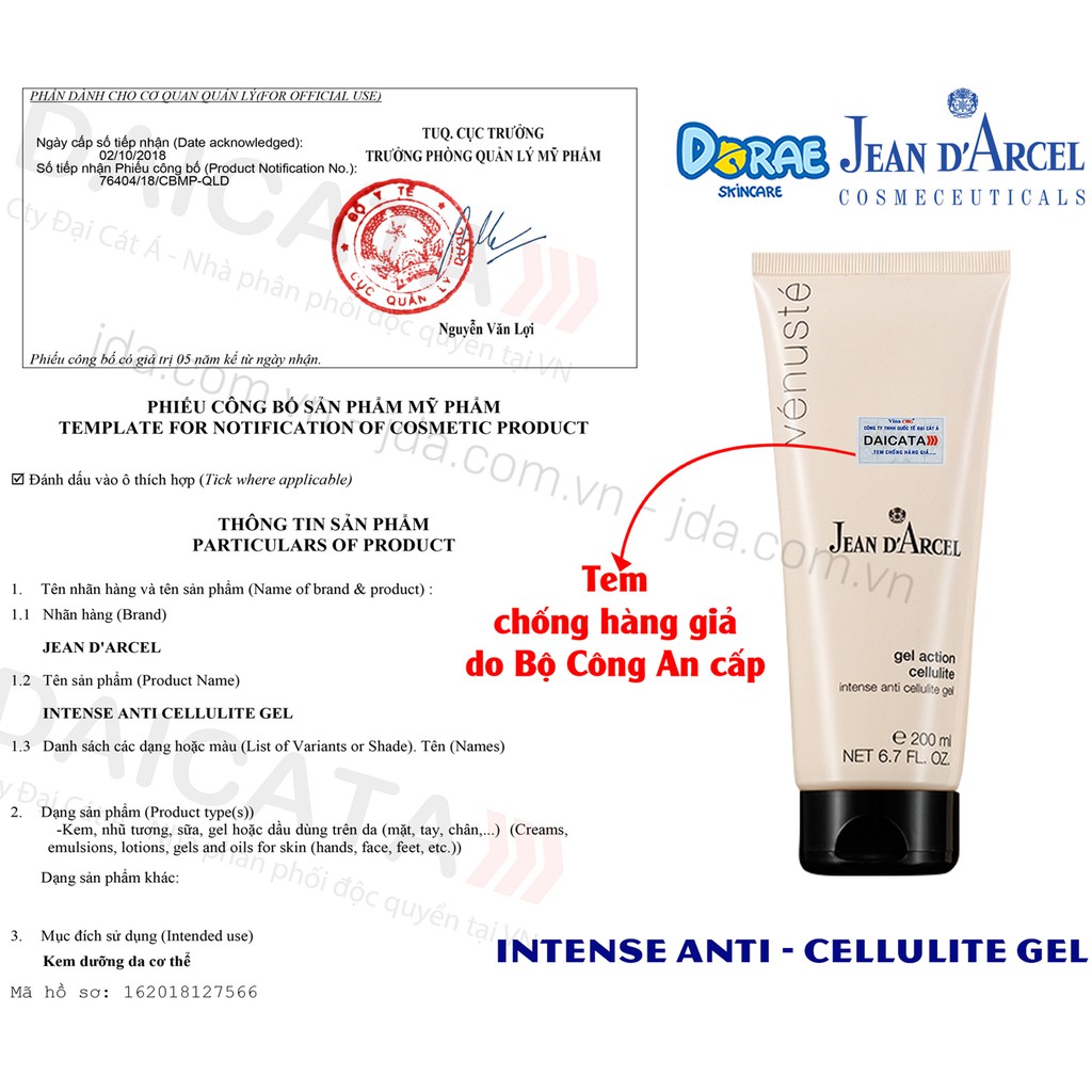 Siêu Cấp Chính Hãng ✅ Gel trị rạn da toàn thân tốt nhất cho mẹ bầu Jean D’Arcel Intense Anti-cellulite Gel 200ml