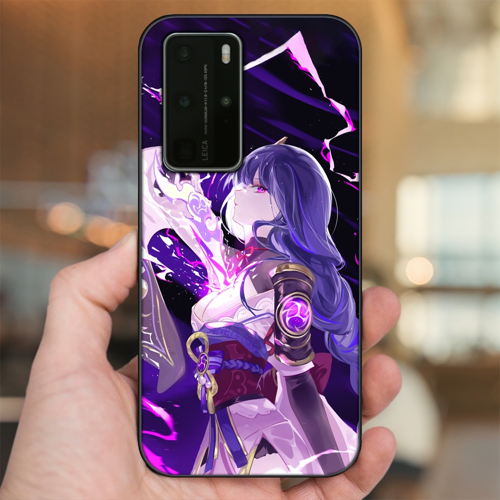 Ốp lưng Huawei P40 Pro viền đen in hình Raiden Shogun Genshin Impact