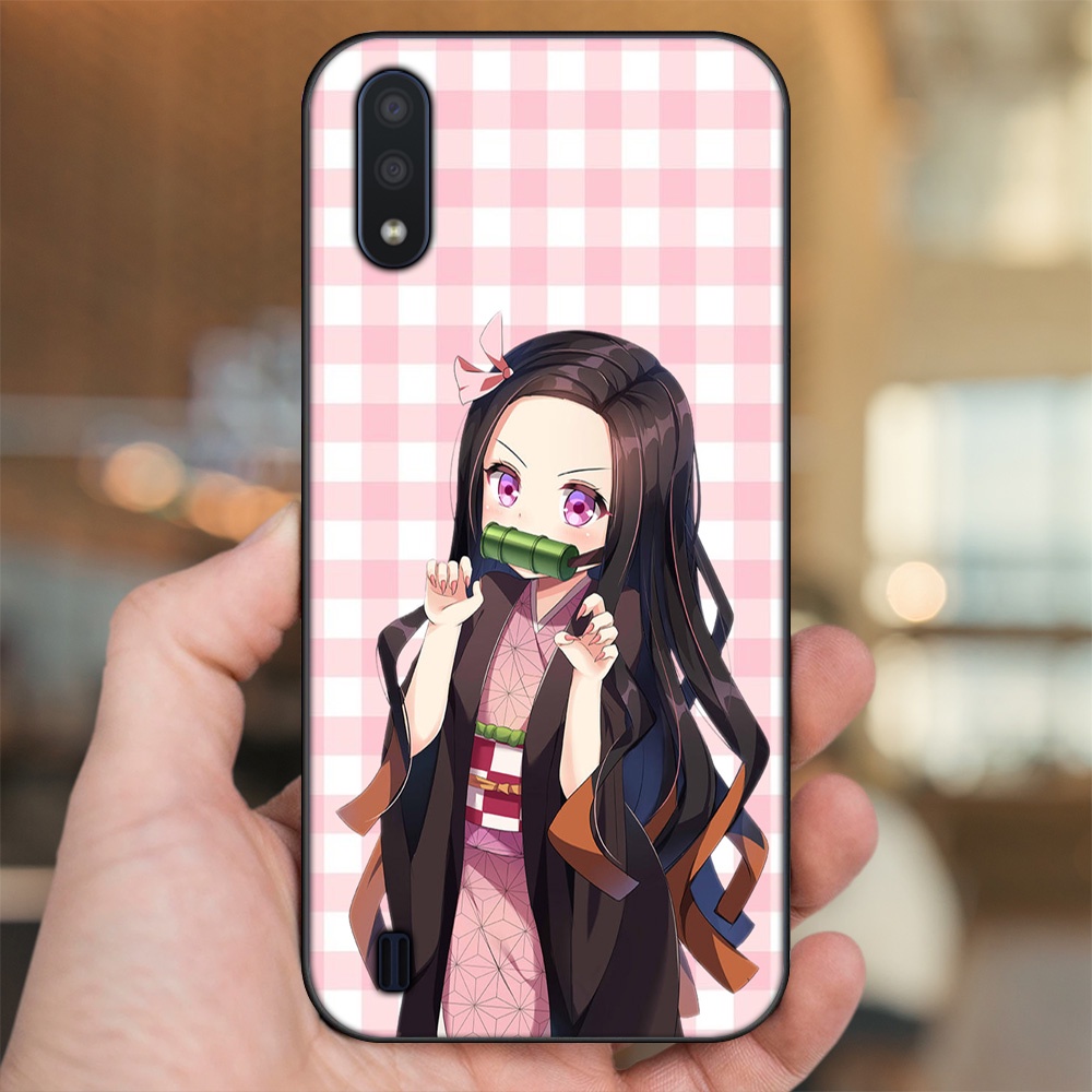 Ốp lưng Samsung A01 viền đen in hình Nezuko Kimetsu no Yaiba