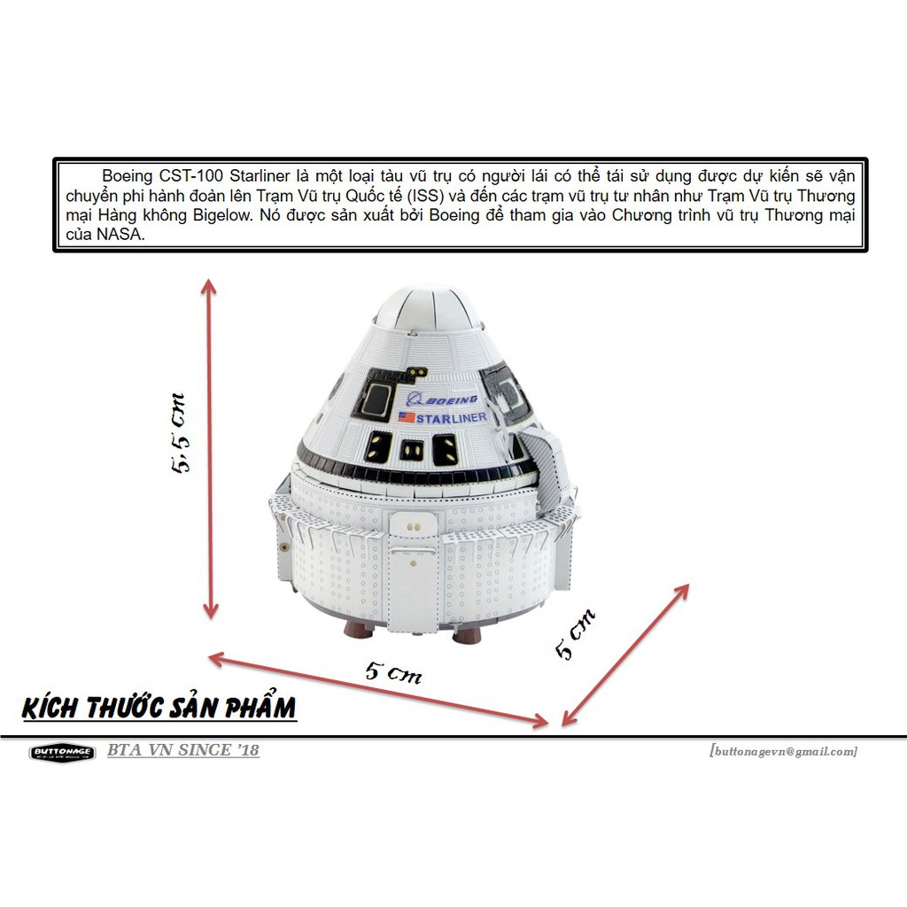 Mô Hình Lắp Ráp 3d Tàu vũ trụ  Boeing CST-100 Starliner
