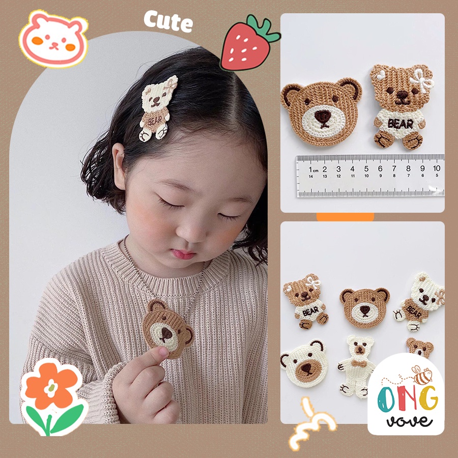Cài Tóc Gấu Cho Bé Gái Kiểu Hàn Quốc động vật Cute - kẹp tóc vải gấu cho bé Ongvove KG
