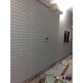 combo 54m giấy dán tường giả gạch 3d trắng xám