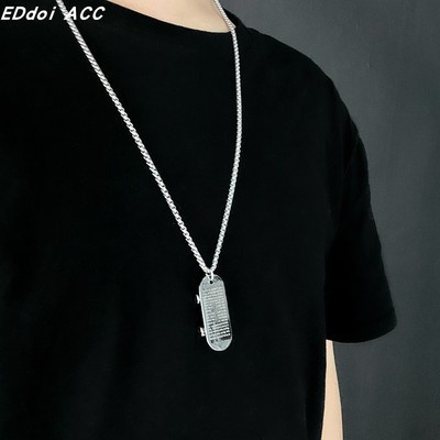 Dây chuyền thép titan mặt hình ván trượt phong cách hip hop