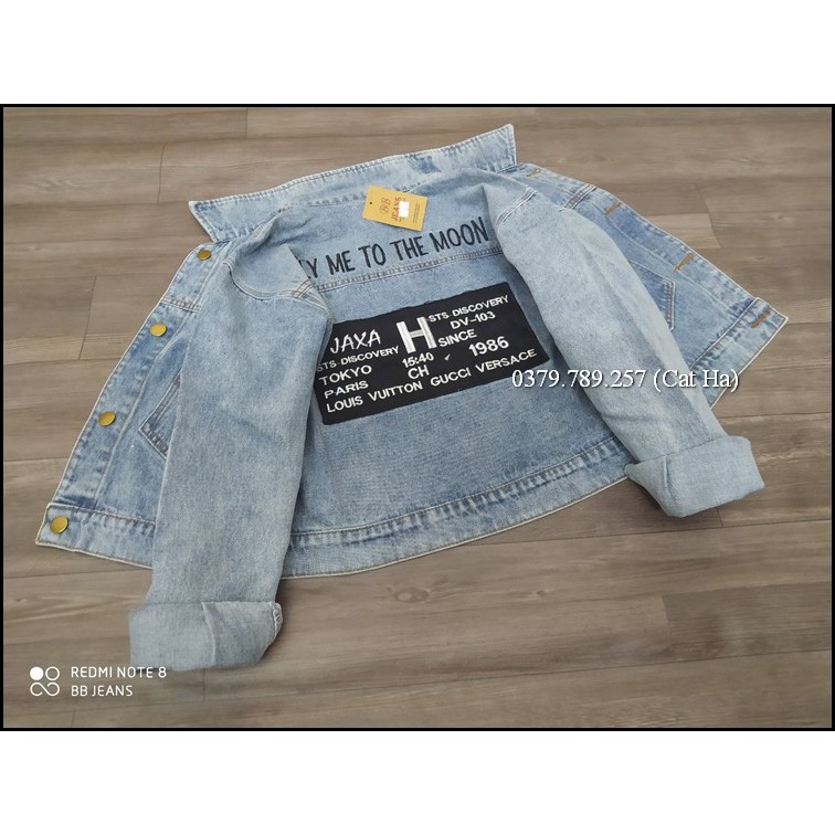 Aó khoác jean nữ xám xanh form dưới 58Kg Flymetomoon BB05