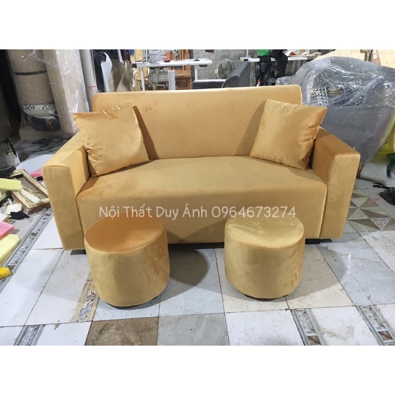 Bộ Sofa Tay Vuông 1,6m Và Bàn Kim Cương Mặt Kính