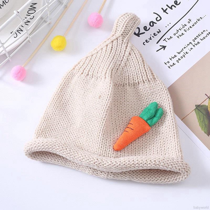 Nón đan len phối họa tiết trái cây thời trang mùa đông cho bé 0-3 tuổi
