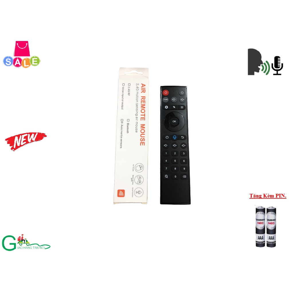 Remote Điều khiển từ xa TZ20 chuột bay, giọng nói 1 chạm ,4 phím học lệnh- Hàng chính hãng Fullbox,mới 100%-Tặng kèm PIN