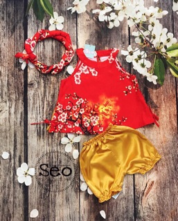 Sét bộ gấm bé áo váy mấn