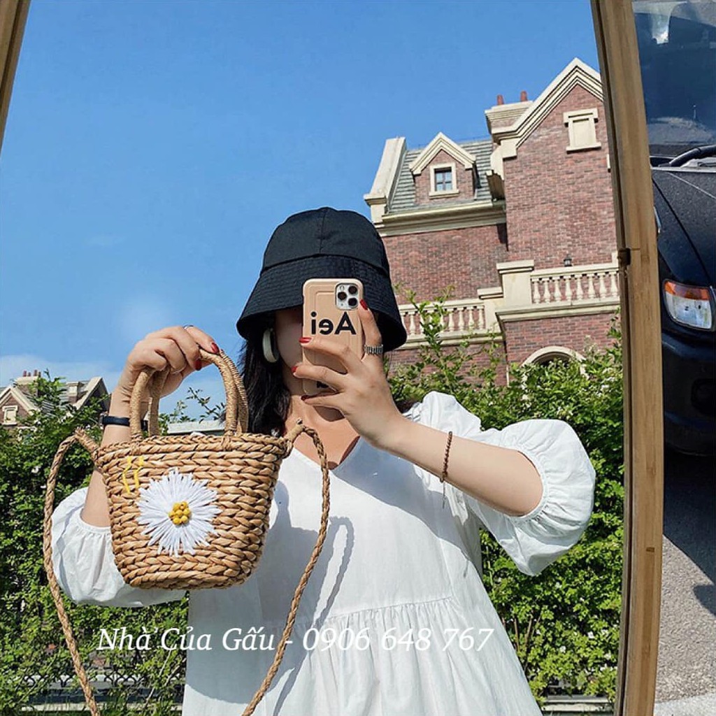 Giỏ cói hoa cúc xinh cực shop mới về luôn ạ