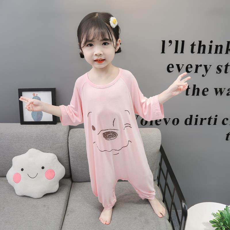 Bộ Đồ Ngủ Liền Thân Mỏng Nhẹ Chống Kẹt Tay Thời Trang Mùa Hè Dành Cho Bé