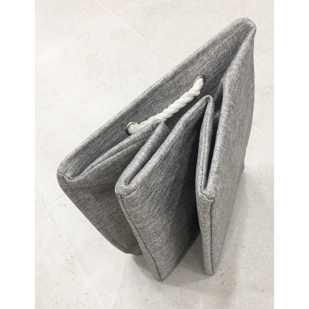 Giỏ đựng đồ 2 lớp vải cotton linen dày có dây rút size lớn
