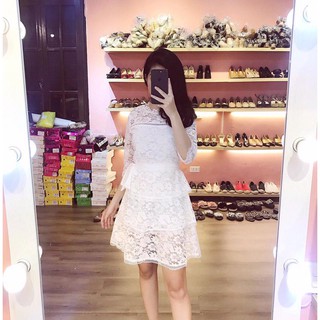 Đầm ren dự tiệc nhiều tầng sang trọng, đầm xòe đi đám cưới cực hot