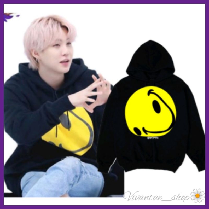 Áo Khoác Hoodie In Hình Mặt Cười Cho Fan BTS SUGA MIN YOONGI