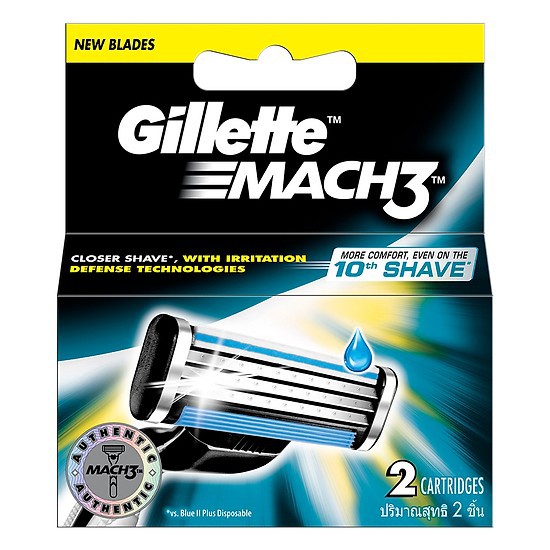 Hộp 2 lưỡi dao cạo râu Gillette Mach 3 sensitive