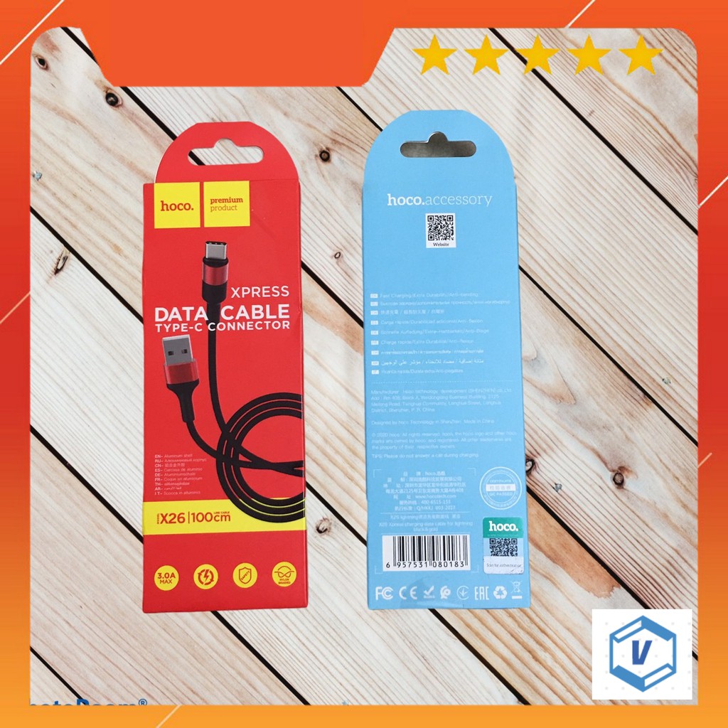 Dây sạc nhanh type c bọc dù siêu bền hoco x26 , sạc nhanh 3.0 , hàng chính hãng , dây dù chống đứt, siêu bền