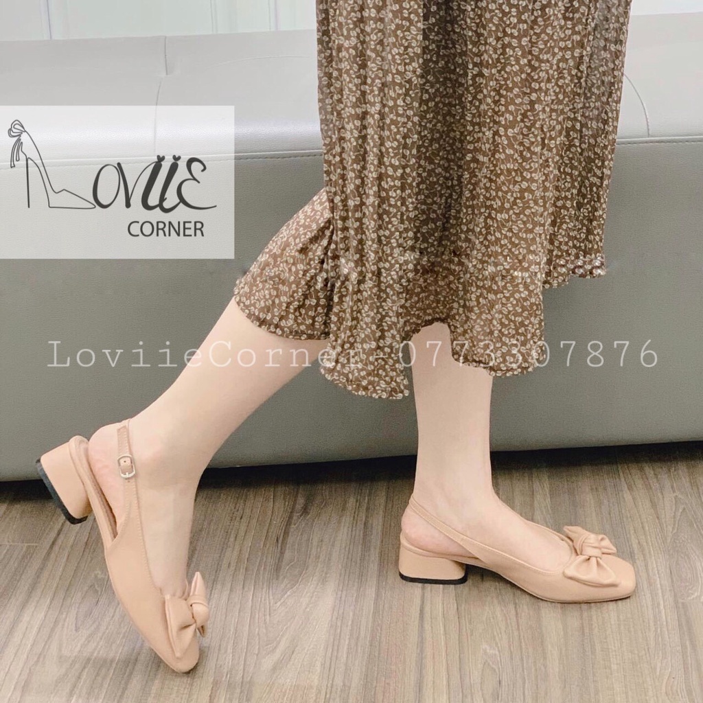 SANDAL NỮ LOVIIECORNER - SỤC NỮ THỜI TRANG ĐẾ VUÔNG 2 PHÂN BÍT MŨI NƠ XÒE DA MỀM MŨI TRÒN-GIÀY CÔNG SỞ S210708