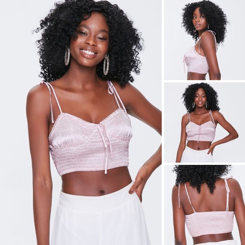 Áo croptop hai dây mocking - Croptop Smocked Self-Tie Cami • Storenyy