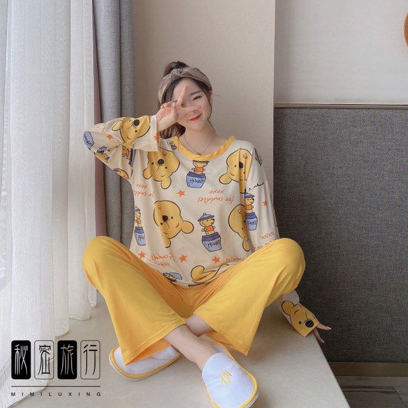 Bộ Đồ Ngủ Tay Dài In Hoạt Hình Doraemon Thời Trang Mùa Thu Cho Nữ