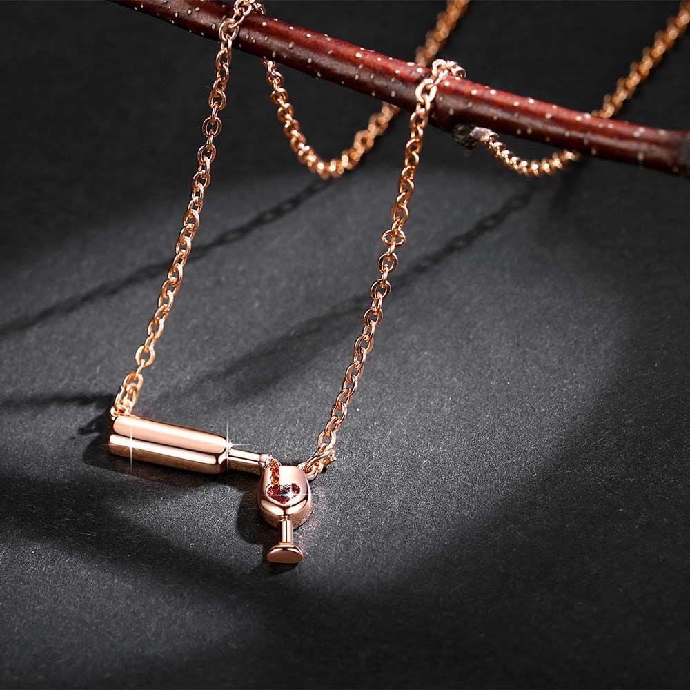 LILYES Vòng cổ Hợp Kim Mặt Đồng Hồ Cát Hình Trái Tim Màu Đỏ Rượu Vang Độc Đáo Thời Trang