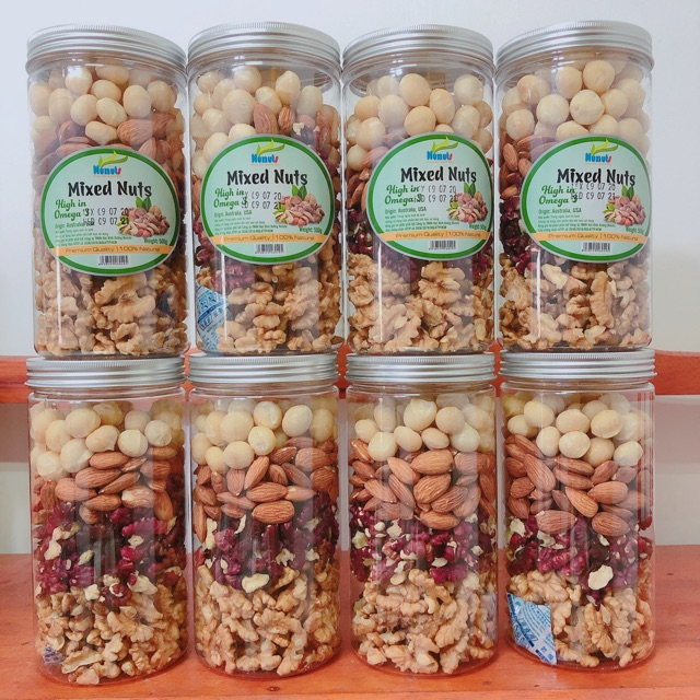 500G MÃ N1✅ Mix hạt dinh dưỡng gồm 4 loại (hạt macca, hạt hạnh nhân , óc chó vàng, óc chó đỏ) đã tách vỏ, sấy g | BigBuy360 - bigbuy360.vn