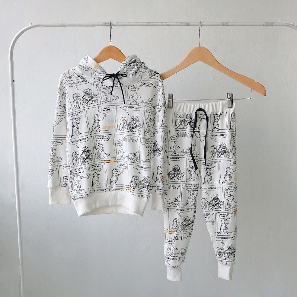 Set Áo Hoodie + Quần Dài In Hình Nhân Vật Truyện Tranh Rmc