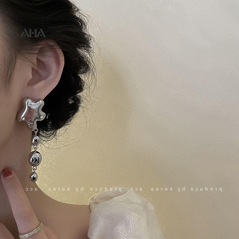 Khuyên tai AHA official mạ bạc dáng dài thời trang dễ phối đồ