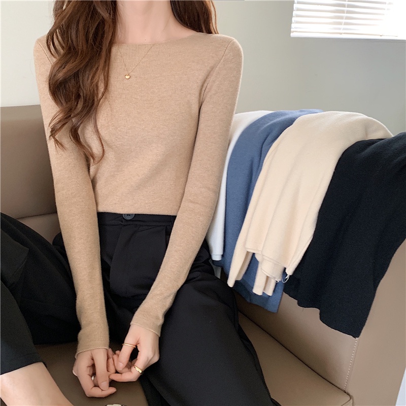 Áo len nữ ZHELIHANGFEI dáng ôm màu trơn dễ phối đồ