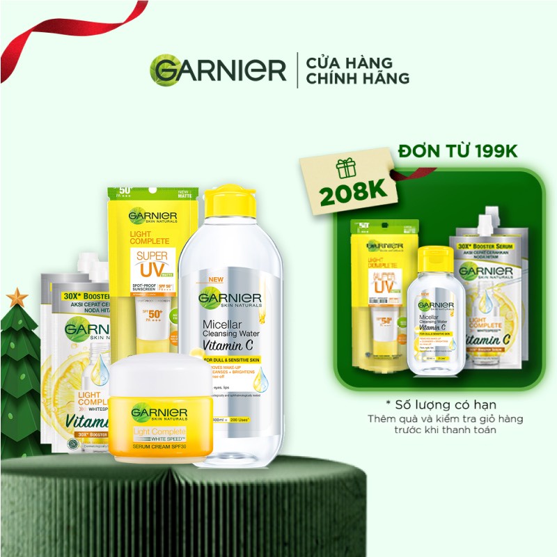 Bộ sản phẩm đặc biệt dưỡng sáng da mờ thâm chỉ từ 3 ngày Garnier Light Complete