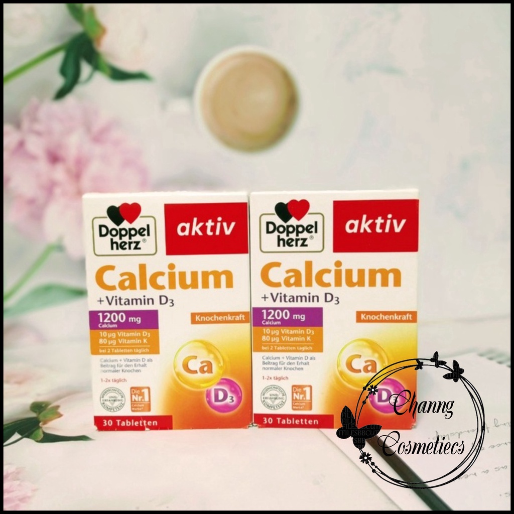 Viên uống bổ sung Canxi Calcium Vitamin D3 1200mg Doppelherz Aktiv - Hộp 30 Viên - Hàng nội địa Đức