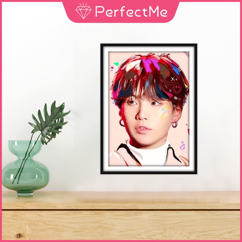 Bộ tranh đính đá 5D họa tiết BTS độc đáo kích thước 30x40cm DIY dùng trang trí