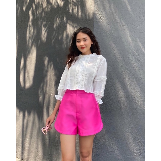 Áo somi phối ren mina