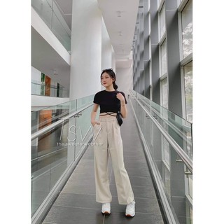 Áo croptop thun dây buộc eo, crop top thắt eo (Ảnh thật)