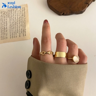 3 Cái / bộ Đơn Giản Thời Trang Mở Nhẫn Vàng Có Thể Điều Chỉnh Bộ Tính Khí Thanh Lịch Nhẫn Nữ Trang Sức Phụ Kiện