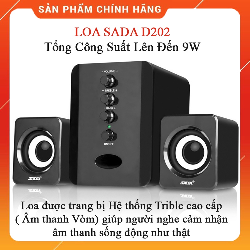 Loa Vi Tính Công Suất Lớn, Loa Nghe Nhạc Và Hát Karaoke, Dàn Loa Vi Tính Sada D202 Thiết Kế Nhỏ Gọn, Nghe Cực Chất