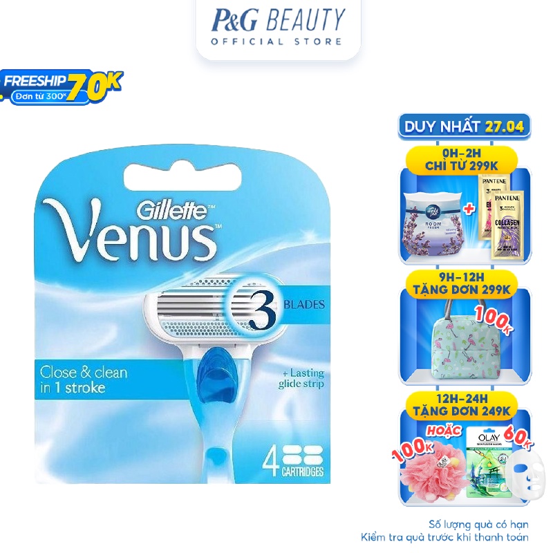 Đầu Dao Cạo Gillette Venus 3 Classic Lưỡi Hộp 4 Cái