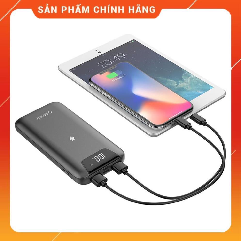Pin Sạc Dự Phòng Tích hợp sạc không dây & màn hình LED 10000 mAh Orico WR10-Chính Hãng BH 12T