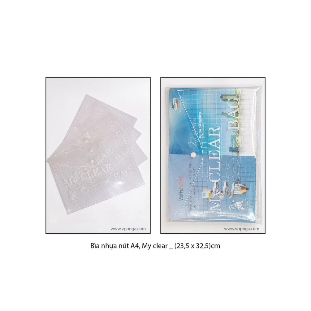 [vpp Trí Tuệ ] - Bìa nhựa nút A4, My clear _(23 x 32.5)cm