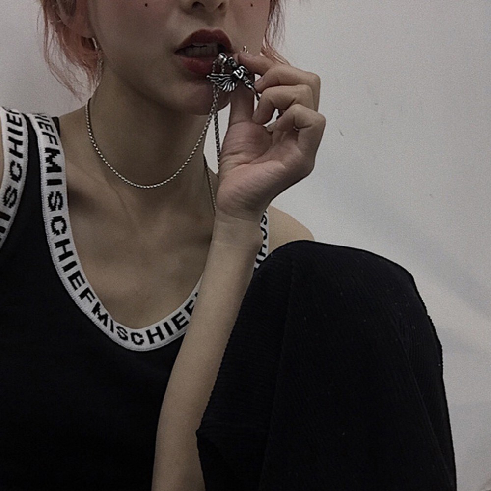 Dây chuyền mặt hình đôi cánh thiên thần phong cách hip hop hợp thời trang